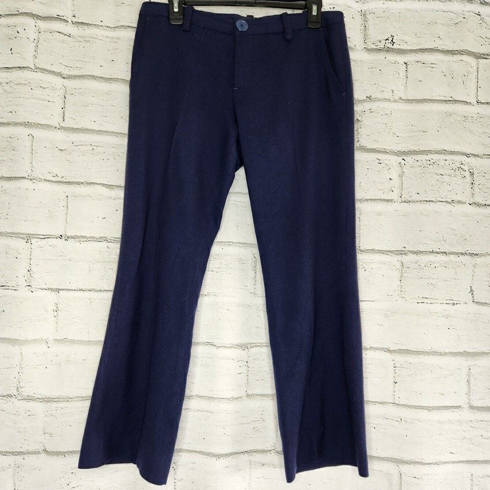 Marc Jacobs Navy Blue 100% Wool Wide Leg Dress Pant Trousers Lined Size 8
